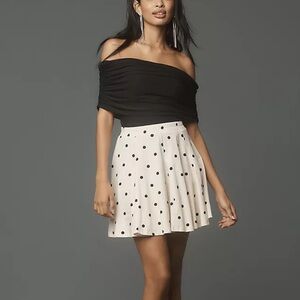 Anthropologie Porridge Elise Godet Black & Cream Dot Mini Skirt